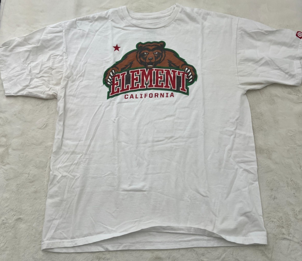 Element California Bear Men's T-Shirt XL White Short Sleeve Skate Graphic Tee